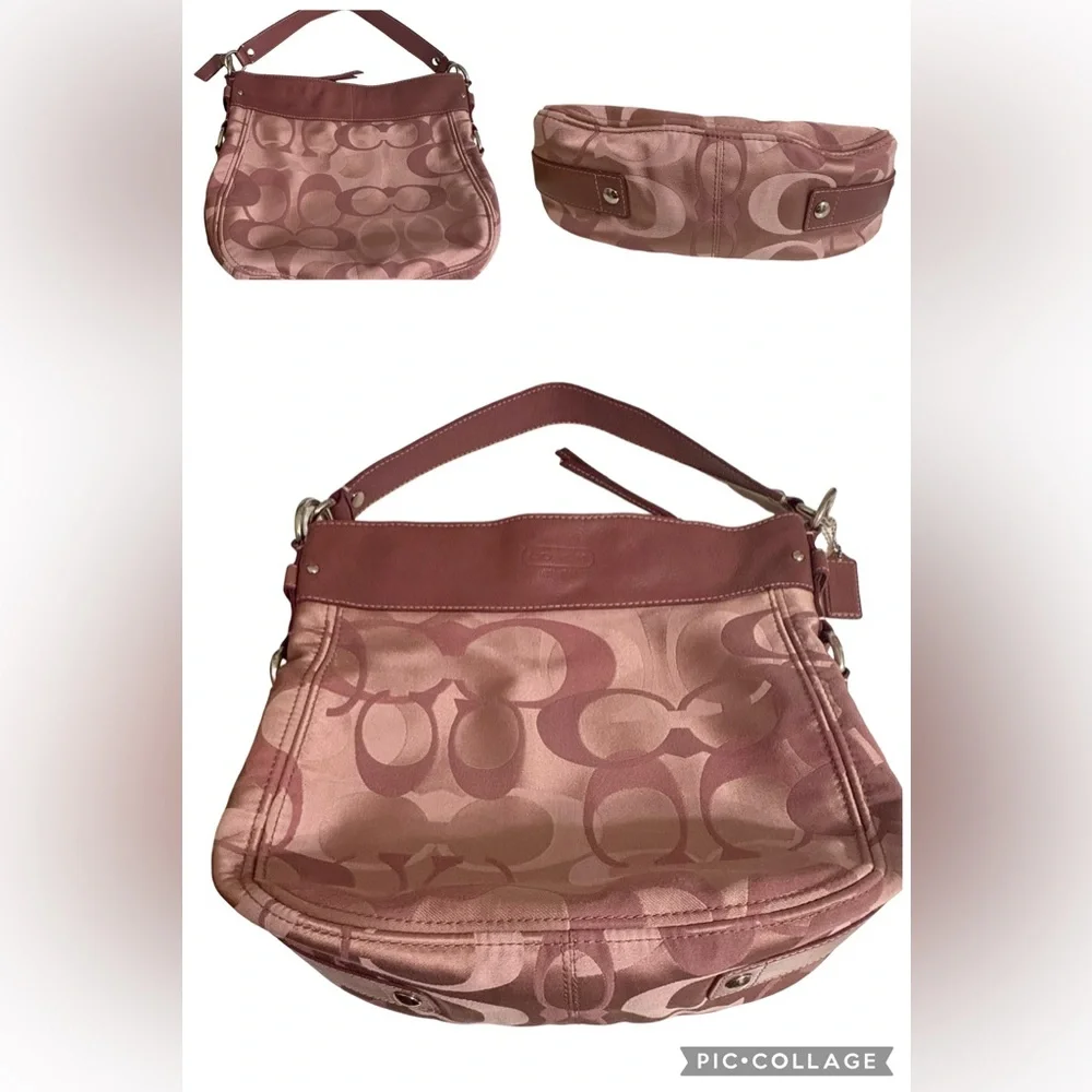 Coach Zoe Optic Signature Large Hobo Handbag Ex Cond FIRM RESERVED - Picture 2 of 11